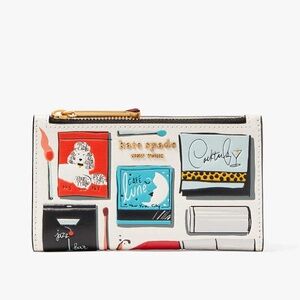 Kate Spade NWT Morgan Matchbox Embossed Small Slim Bifold Wallet Parchment Multi